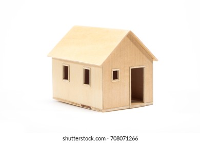 Toy Wooden House Model On White