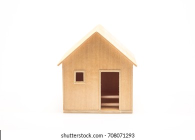 Toy Wooden House Model On White