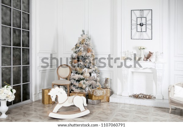 Toy Wooden Rocking Horse New Years Stock Photo Edit Now 1107060791