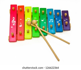 Toy Xylophone Isolated On White