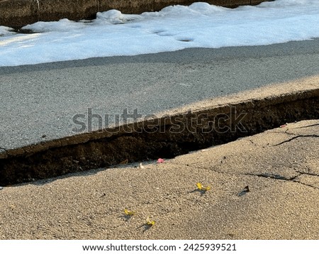 Toyama city in Japan hit by earthquake with asphalt roads destroyed by the earthquake on January 1st