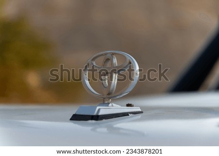 A Toyota car logo.selective focus