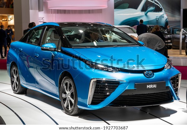 Toyota Mirai fuel cell car at the Paris Motor Show.\
France - October 3, 2018