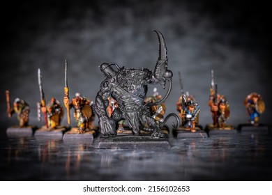 toys for children figurines for adults warhammer rats in warrior outfits of battles with weapons and swords and shields pray in photo studio