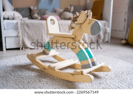 Toys for children wooden horse swing, handmade.
