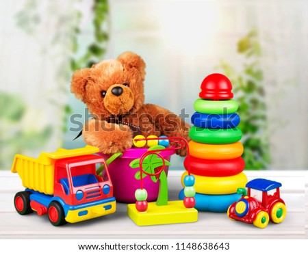 Toys collection isolated on background