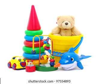 toys collection isolated on white background - Shutterstock ID 97554893