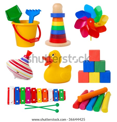 Toys isolated on white background