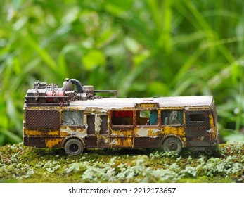 Toys Photography Concept. Green Land View. Background Is Blurred.