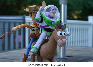 Toys Story Famous Cartoon Of Walt Disney, Woody And Buzz. 03/27/2019