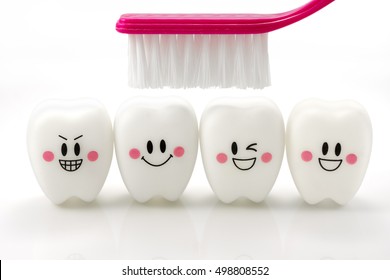 Toys Teeth In A Smiling Mood Isolated On White Background With Clipping Path