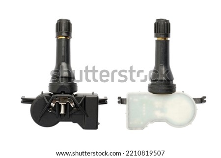 TPMS sensor – tyre pressure monitoring system. Isolated on white.