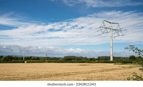 T-Pylons on the new Tickenham to Portishead 400,000 volt overhead electricity line, United Kingdom