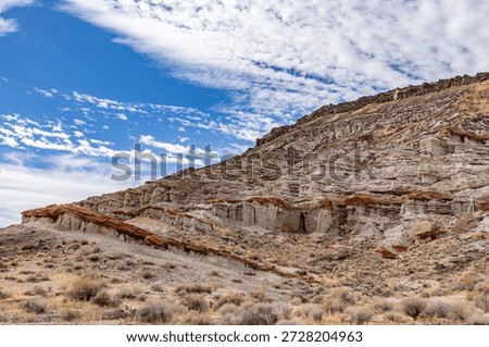 Tr5. The Dove Spring Formation (formerly the Ricardo Formation), continental and lacustrine sediments containing lava flows and tuff. Red Rock Canyon State Park, Kern County, California. Mojave Desert
