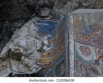 Trabzon, Turkey 06.05.2014 The Iconoclasm Period, Visitors And Treasure Hunters Played An Important Role In The Destruction Of Sümela Monastery.