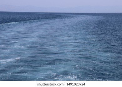 Trace Boat On Flat Sea Surface Stock Photo 1491023924 | Shutterstock