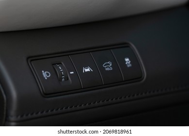 Track Assistant In A Modern Car. LDWS Switch Button. Lane Departure Warning System Of A Modern Car.