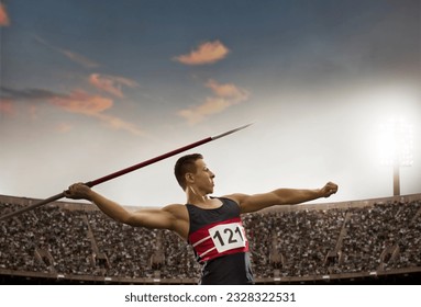 Track and field athlete throwing javelin - Powered by Shutterstock