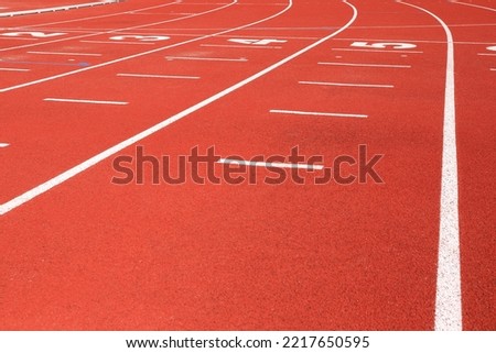 Track lines for running at a Stadium. One summer day. Bålsta, Stockholm, Sweden.