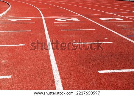 Track lines for running at a Stadium. One summer day. Bålsta, Stockholm, Sweden.
