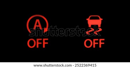 traction control and idle stop system glowing signs of a modern car