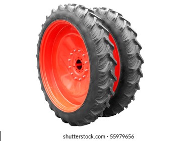 Tractor Big Wheel Isolated On White Background