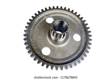 Tractor Clutch Gear Close Up On Isolated White Background