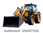 Tractor excavator on white background isolate. Agricultural machinery for construction