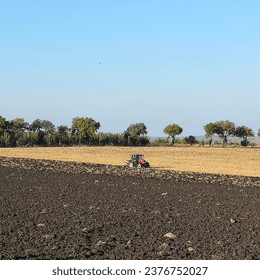 A tractor in a field