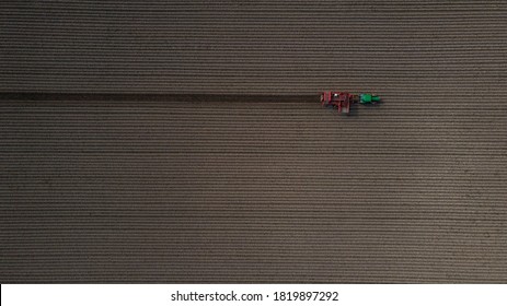 Tractor In The Field Top View
