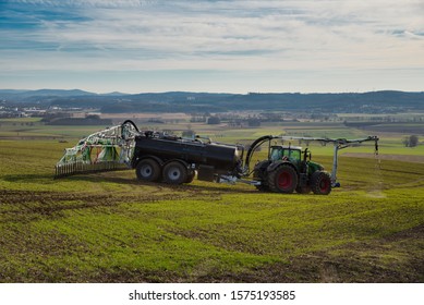 Tractor With Liquid Manure In The Spring