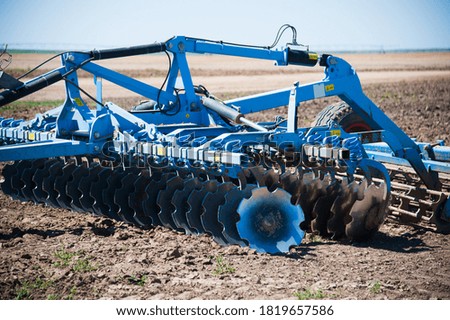 Similar – Image, Stock Photo Tractor plowing field