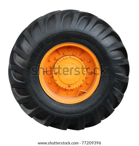 Tractor tire on white background ( isolated with paths)