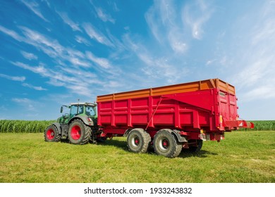Tractor and trailer ready for harvest