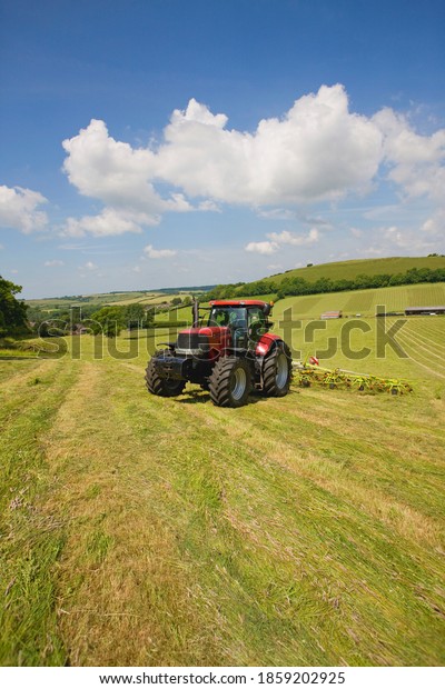 Tractor Turning Cut Grass Dry Hay Stock Photo 1859202925 Shutterstock