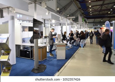 trade fair with different booths