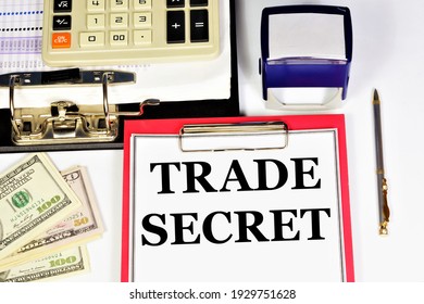 Trade Secret. Text Label, Confidentiality Agreement. A Legal Form With Access Restrictions.