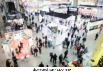 Trade show view, generic background, intentionally blurred post production.