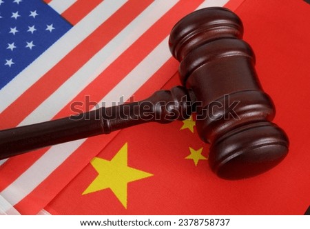 Trade tension or trade war between USA and China, financial concept. Economy conflict, US tariffs on exports, trade frictions.