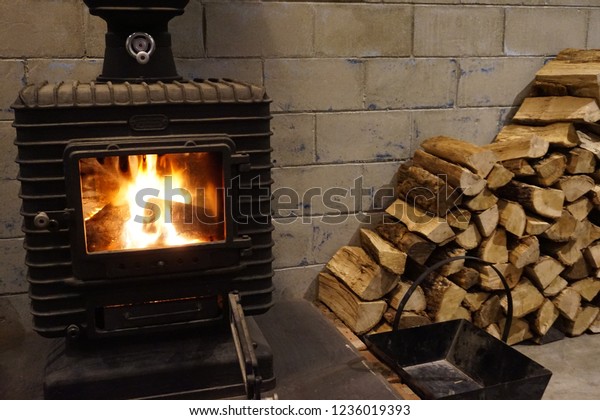Tradional Wood Burning Stove Fireplace Front Stock Photo Edit Now
