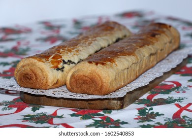 Tradition Hungarian Christmas Cake Name Is Beigli Or Bejgli. My Mother's Beautiful Christmas Cake With Her Own Hands