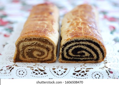 Tradition Hungarian Christmas Cake Name Is Beigli Or Bejgli. My Mother's Beautiful Christmas Cake By Her Own Hands