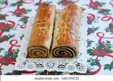 Tradition Hungarian Christmas Cake Name Is Beigli Or Bejgli. My Mother's Beautiful Christmas Cake By Her Own Hands