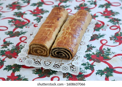 Tradition Hungarian Christmas Cake Name Is Beigli Or Bejgli. My Mother's Beautiful Christmas Cake By Her Own Hands