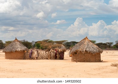 Traditional african  huts in  Kenya 