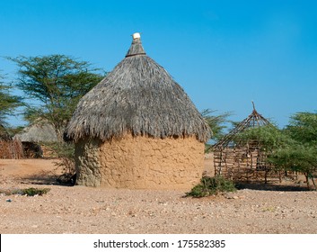 Traditional african huts in Kenya 