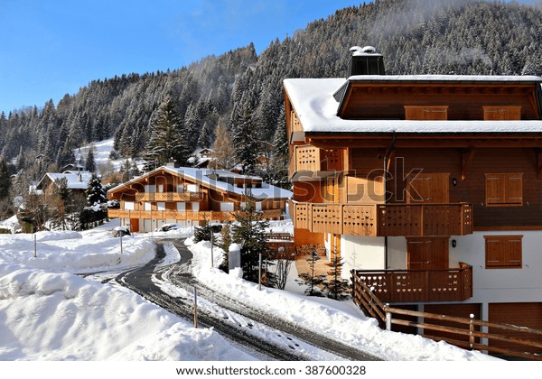 Traditional Alpine Cabins Mountains Swiss Alps Stock Photo Edit