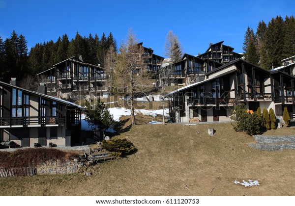 Traditional Alpine Cabins Mountains Swiss Alps Stock Photo Edit