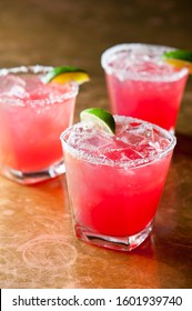 Traditional American Craft Cocktails Made By Artisanal Bartenders Or Mixologists In Speakeasy & Upscale Bars Or Dive Bar Taverns. Delicious Margaritas And Fruity Mixed Cocktails.  