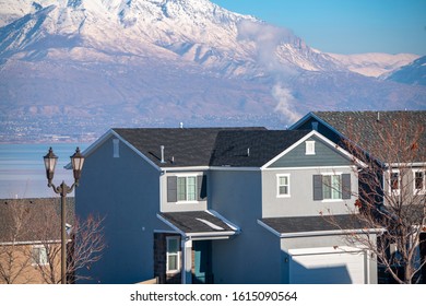 Traditional American House. Cold Weather In Utah